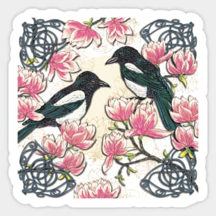 Celtic Magpies & Magnolias Sticker